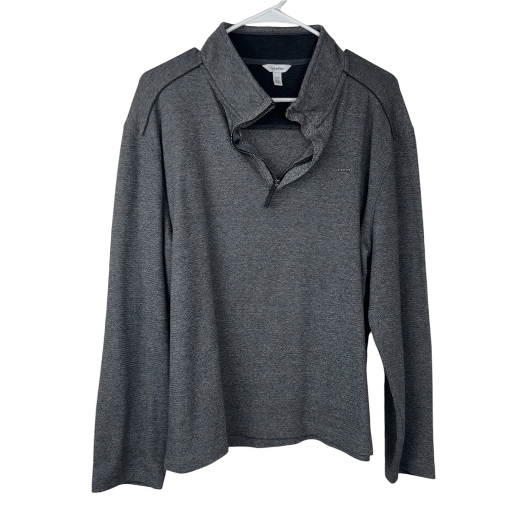 Calvin Klein Men’s Quarter Zip Gray Activewear Sweater Size M